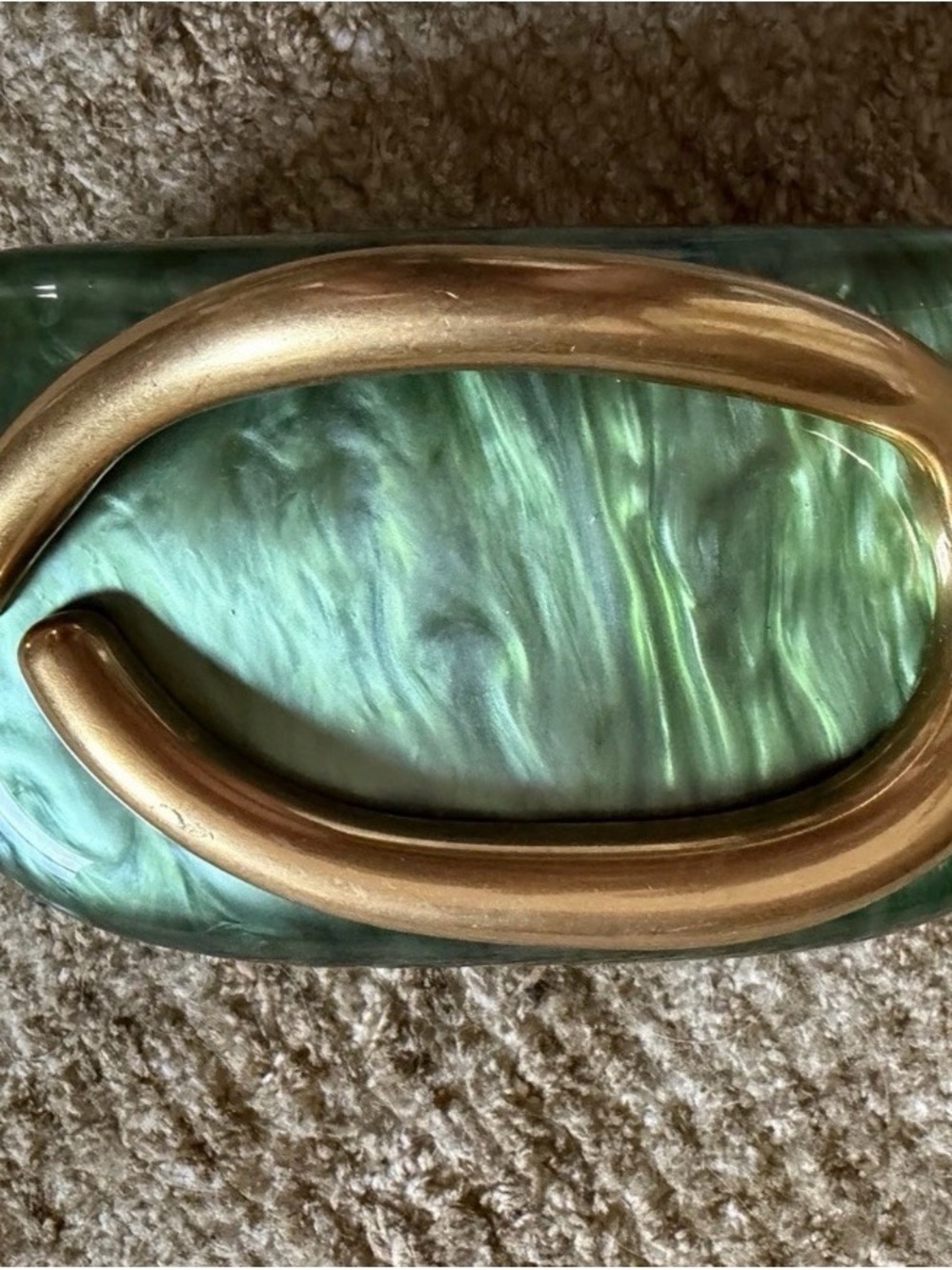 Green Iridescent Clutch with Funky Gold Accent